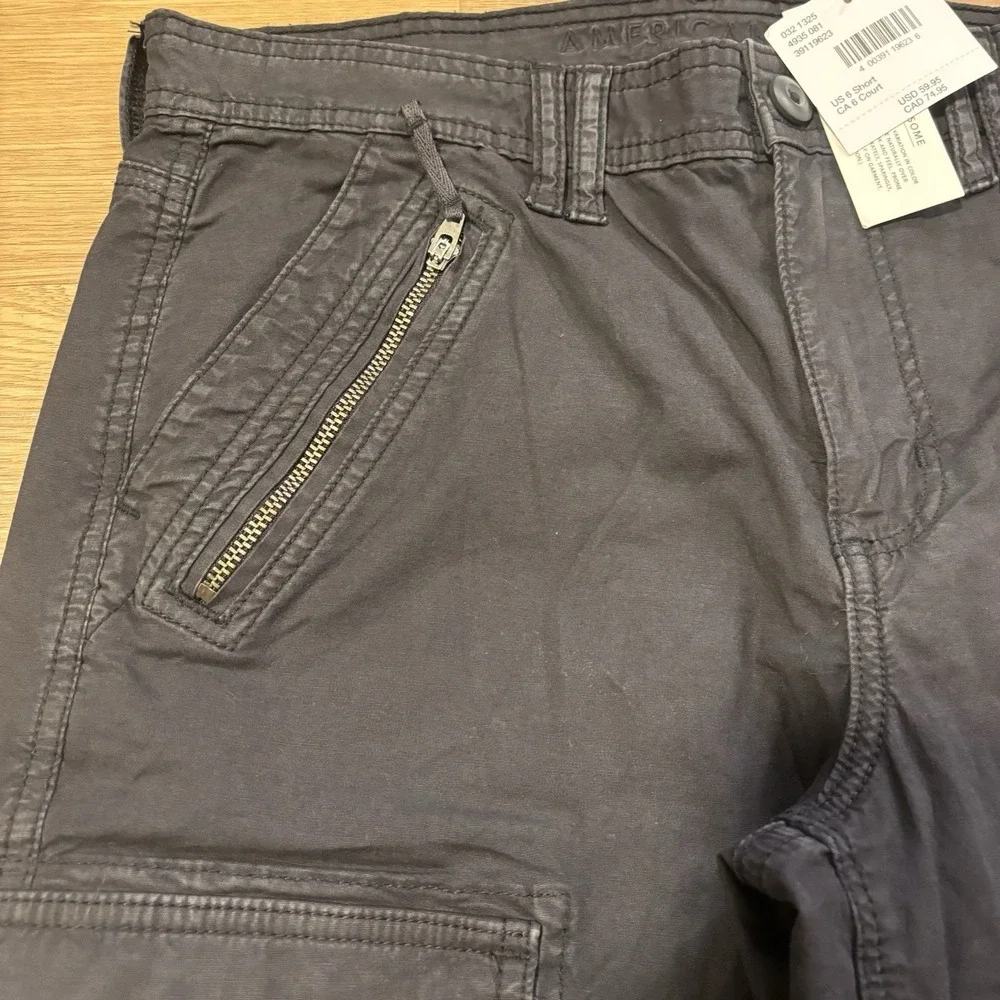 American Eagle Cargo Pants Women's 6 Short Wide Leg Black Baggy Utility Stretch - Picture 4 of 16